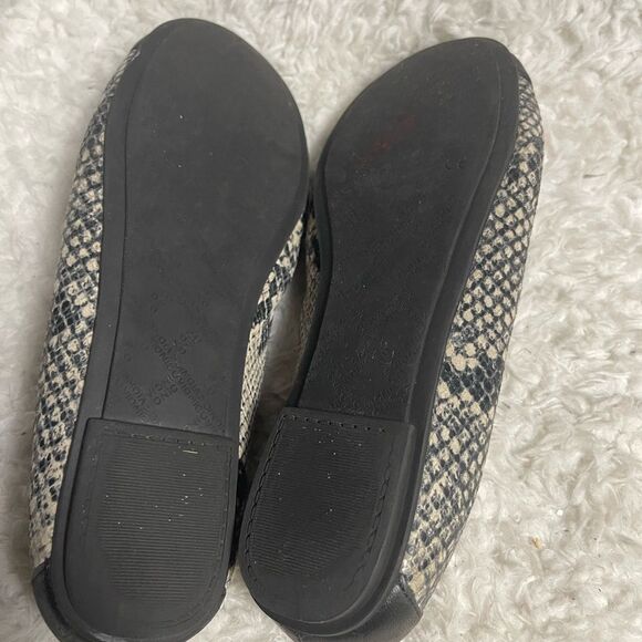 Visonic Leather Snakeskin Patterned Black & beige slip on Flats SZ10 - Picture 10 of 11